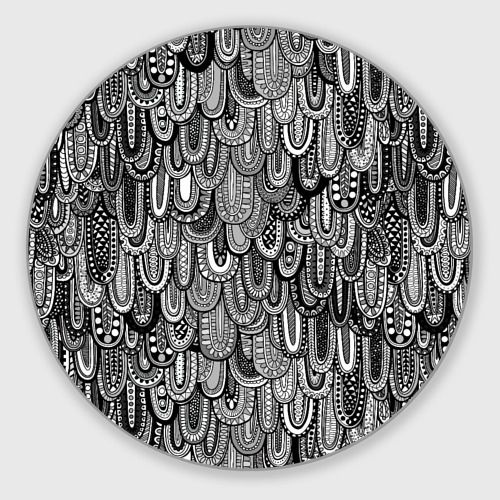 Абстрактные перья черно - белые КРУГЛЫЙ Коврик для мыши - купить с ...