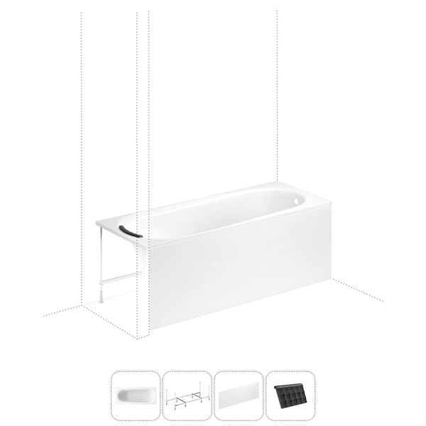 Акриловая ванна 150x70 с каркасом и экраном Lavinia Boho Biore S2 ...