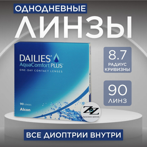 Контактные линзы Alcon Dailies AquaComfort Plus (90) -4.75 / 14.00 / 8. ...