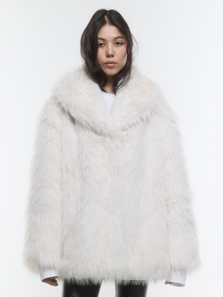 Шуба искусственная Befree, Демисезон, размер 50, цвет белый, Мех ...