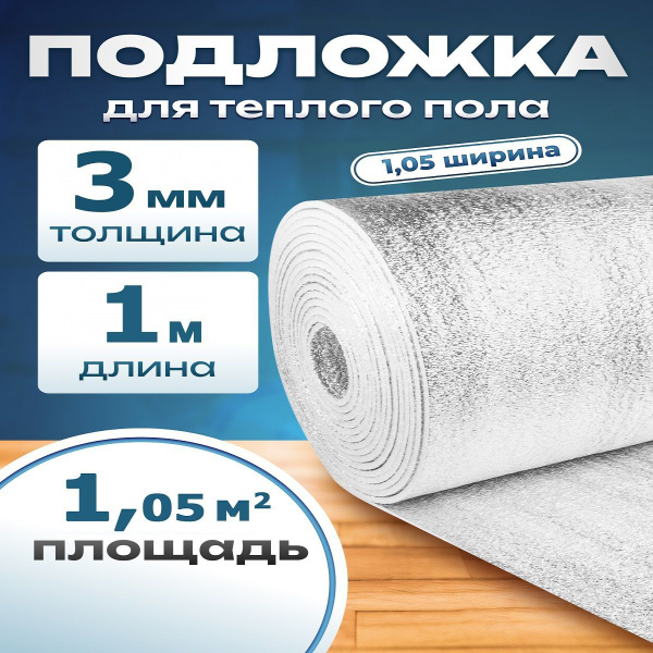 Подложка фольгированная Profi 3,0 мм 1,05х1,0 м для пола, стен ...