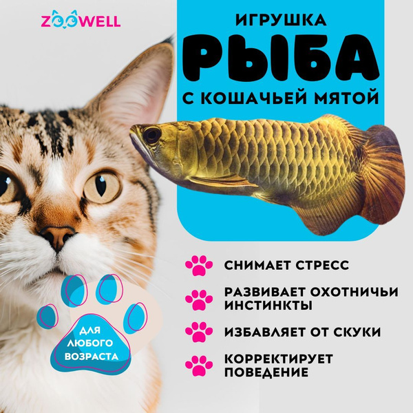 Игрушка для кошек с кошачьей мятой рыба, Аравана, 20 см купить на OZON ...
