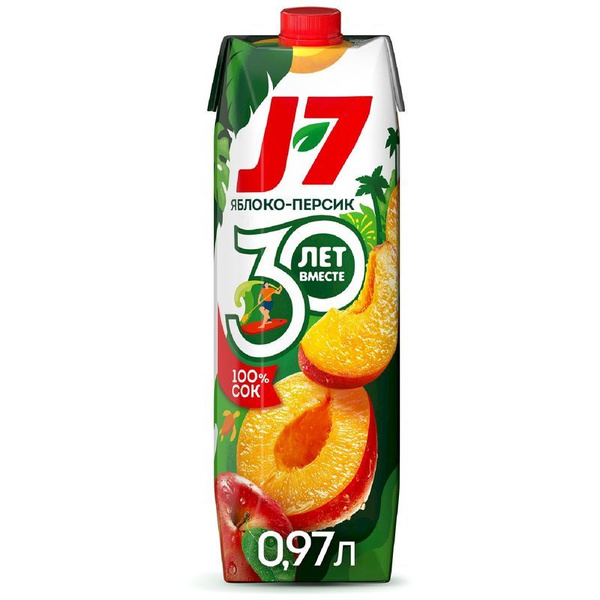 Сок J7 Яблоко-Персик, 970мл купить на OZON по низкой цене (1779657566)