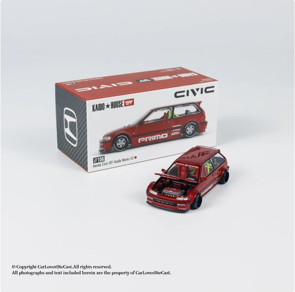 Mini GT x Kaido House KHMG136 LTD EDN Honda Civic EF Kaido Works Magic Purple LA Diecast Club