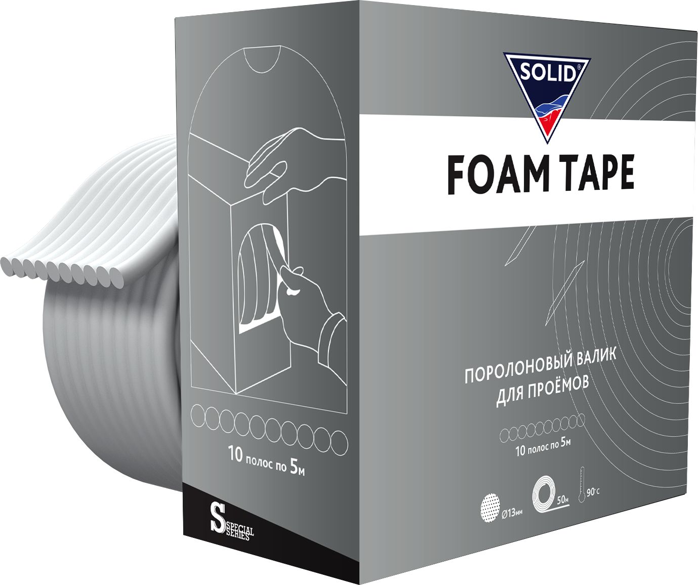 ВаликдляпроёмовSOLID1350FOAMTAPE13мм*50м(10шт*5м)