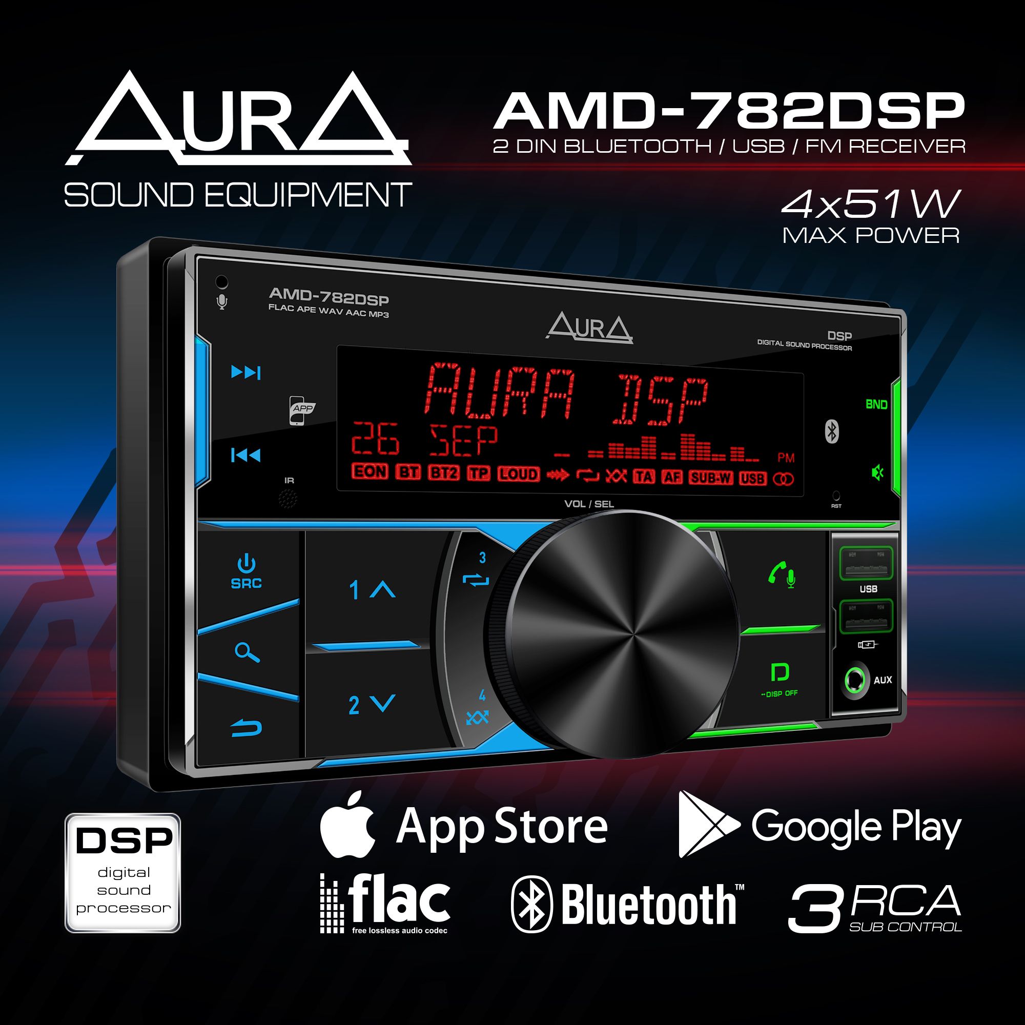 Автомагнитола c DSP процессором AurA AMD-782DSP (2023)2 DIN - купить в  интернет-магазине OZON с доставкой по России (781531150)