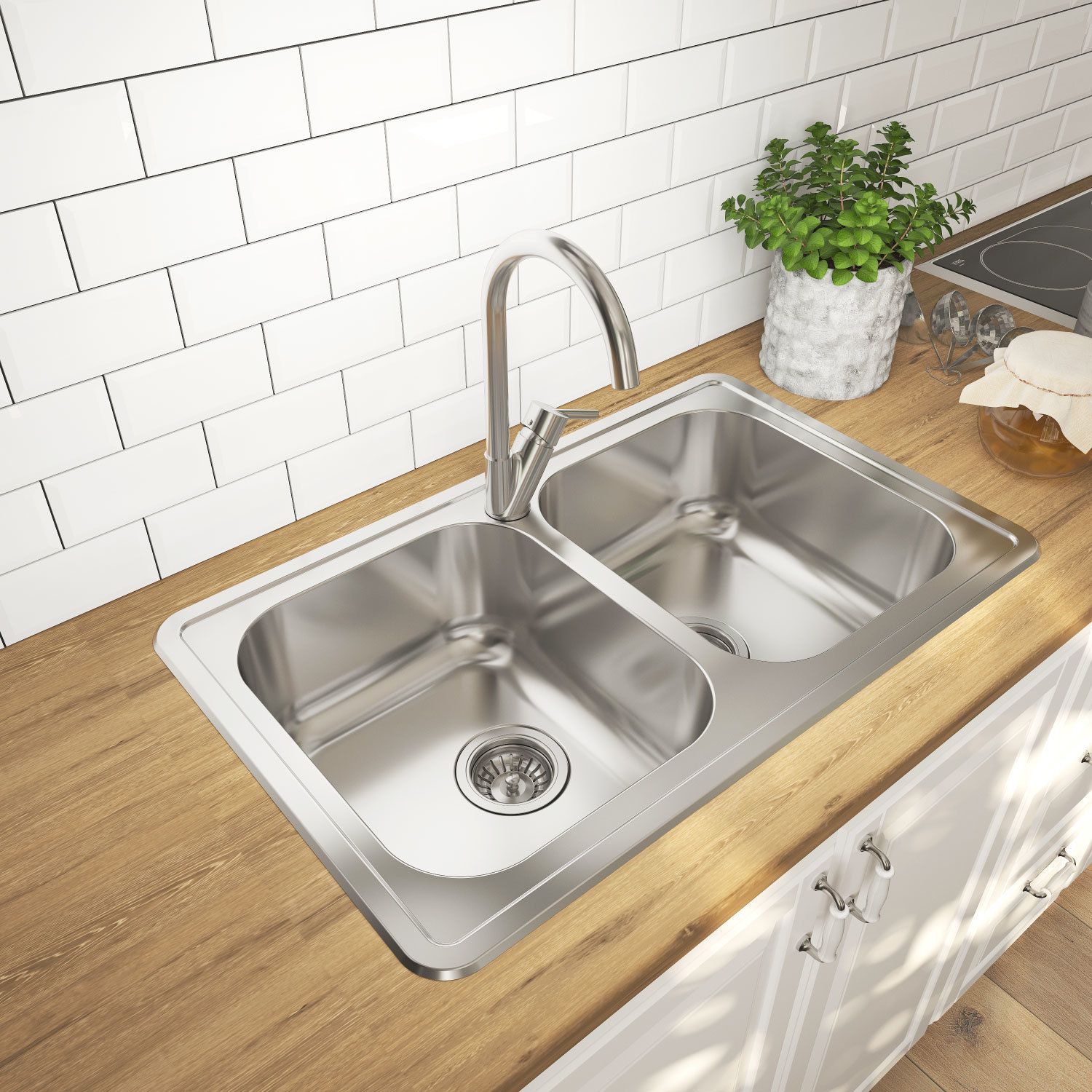 Фото товара на маркетплейсе ozon Мойка для кухни IDDIS, врезная, 78х48х18 см, нержавеющая сталь, без крыла, матовая, Strit, STR78S2i77