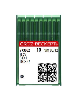 Иглы GROZ-BECKERT B27 №80 для промышленной швейной машины оверлока Заточка RG