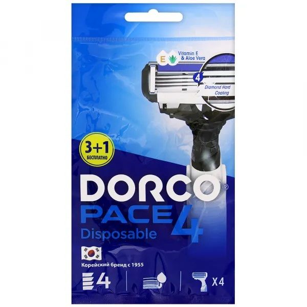 Dorco Станок для бритья одноразовый Dorco Pace 4, 4 шт