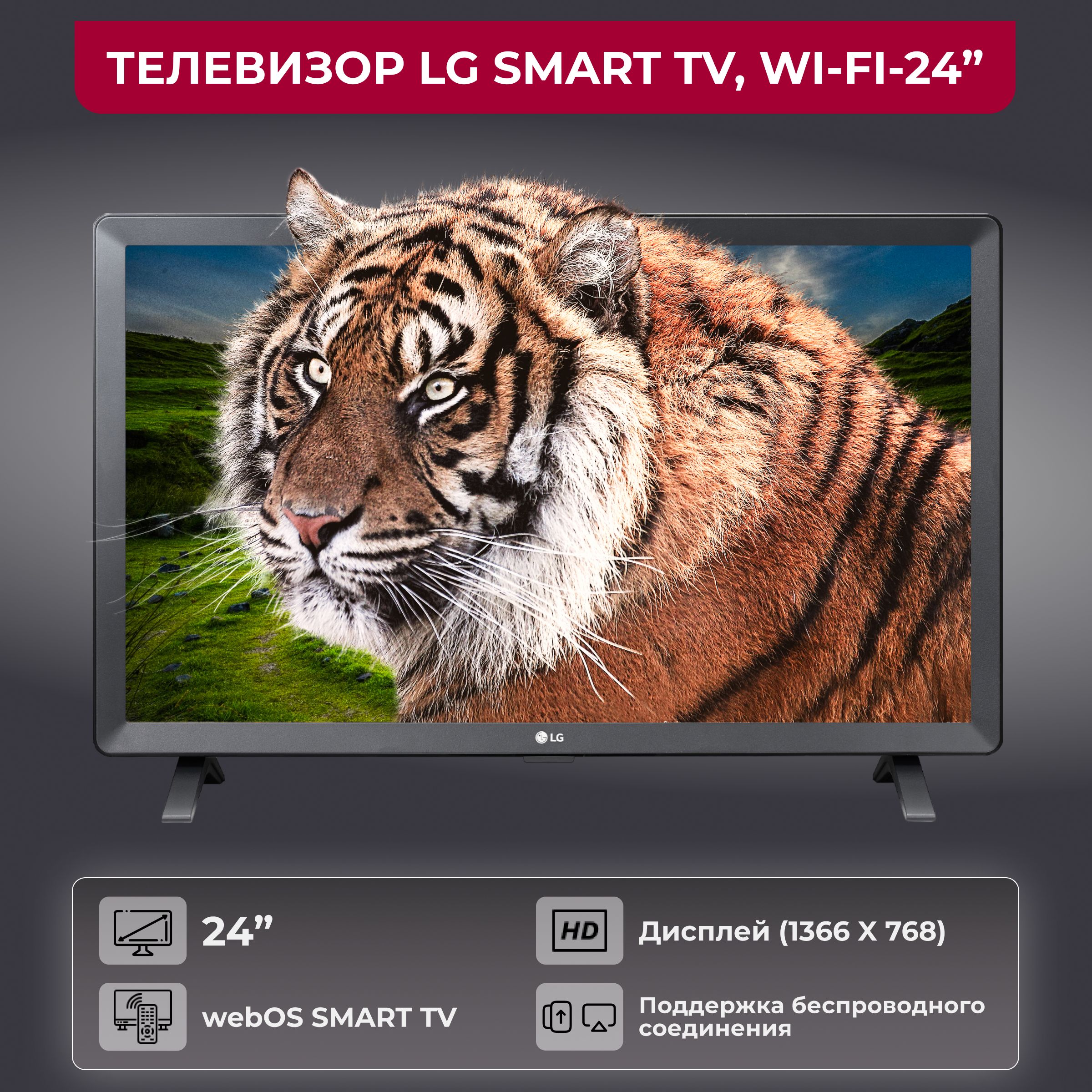 LG Телевизор смарт тв wifi 24 дюйма, 24TQ520S-PZ 23.6