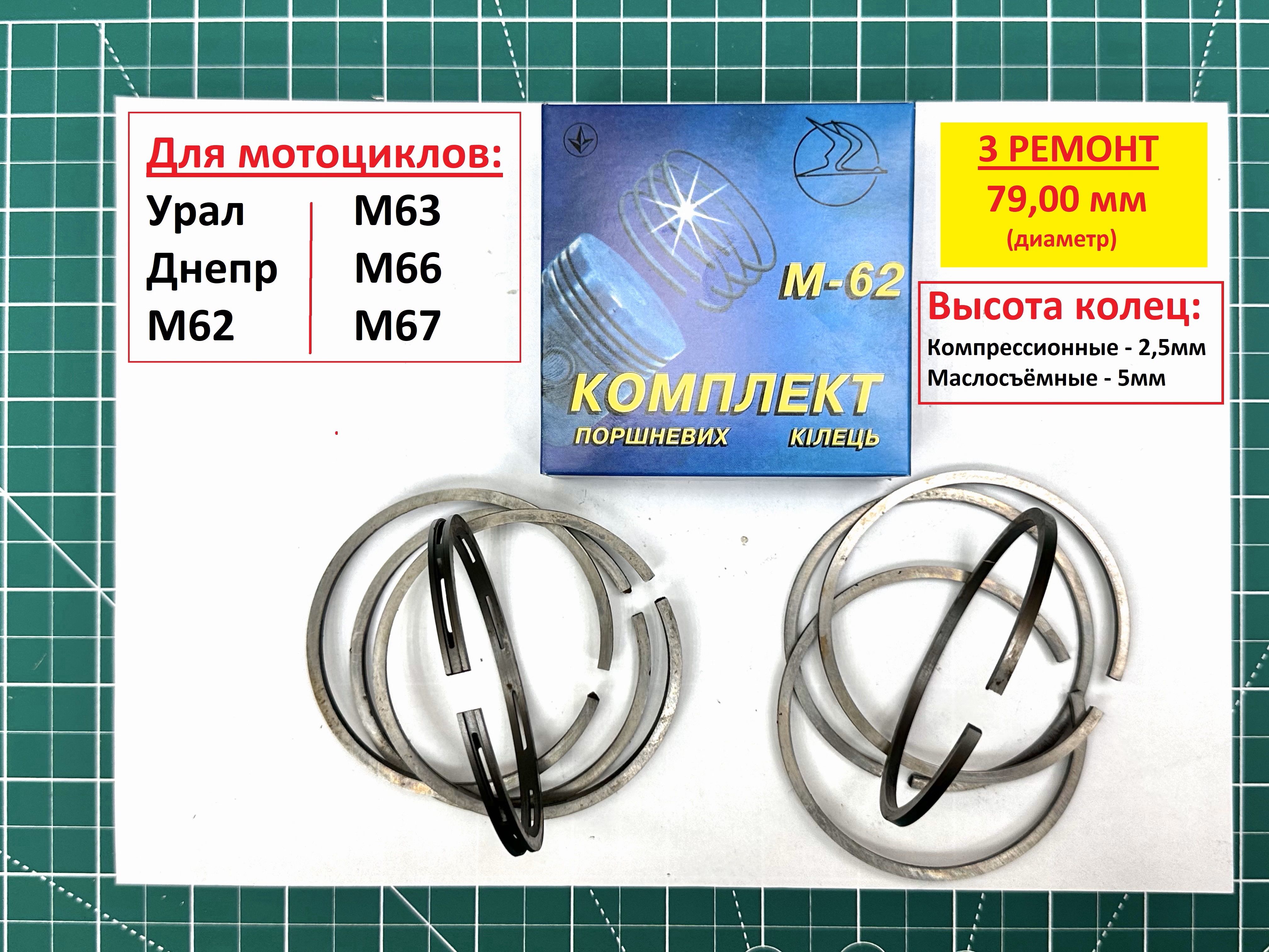 Кольца поршневые чугунные 3 ремонт 79,0 (г. Лебядь)