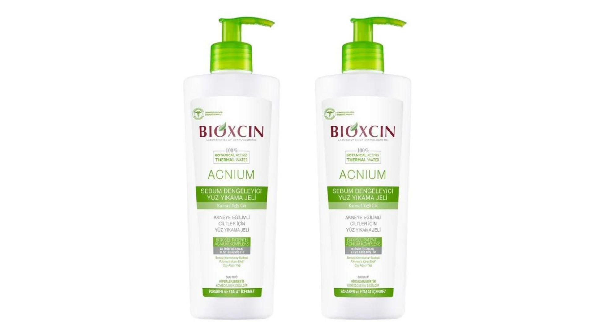 Гель для умывания лица Bioxcin Acnium Gel Себорегулирующий очищающий гель для жирной, проблемной кожи лица от прыщей, акне и черных точек, 500 мл 2 штуки