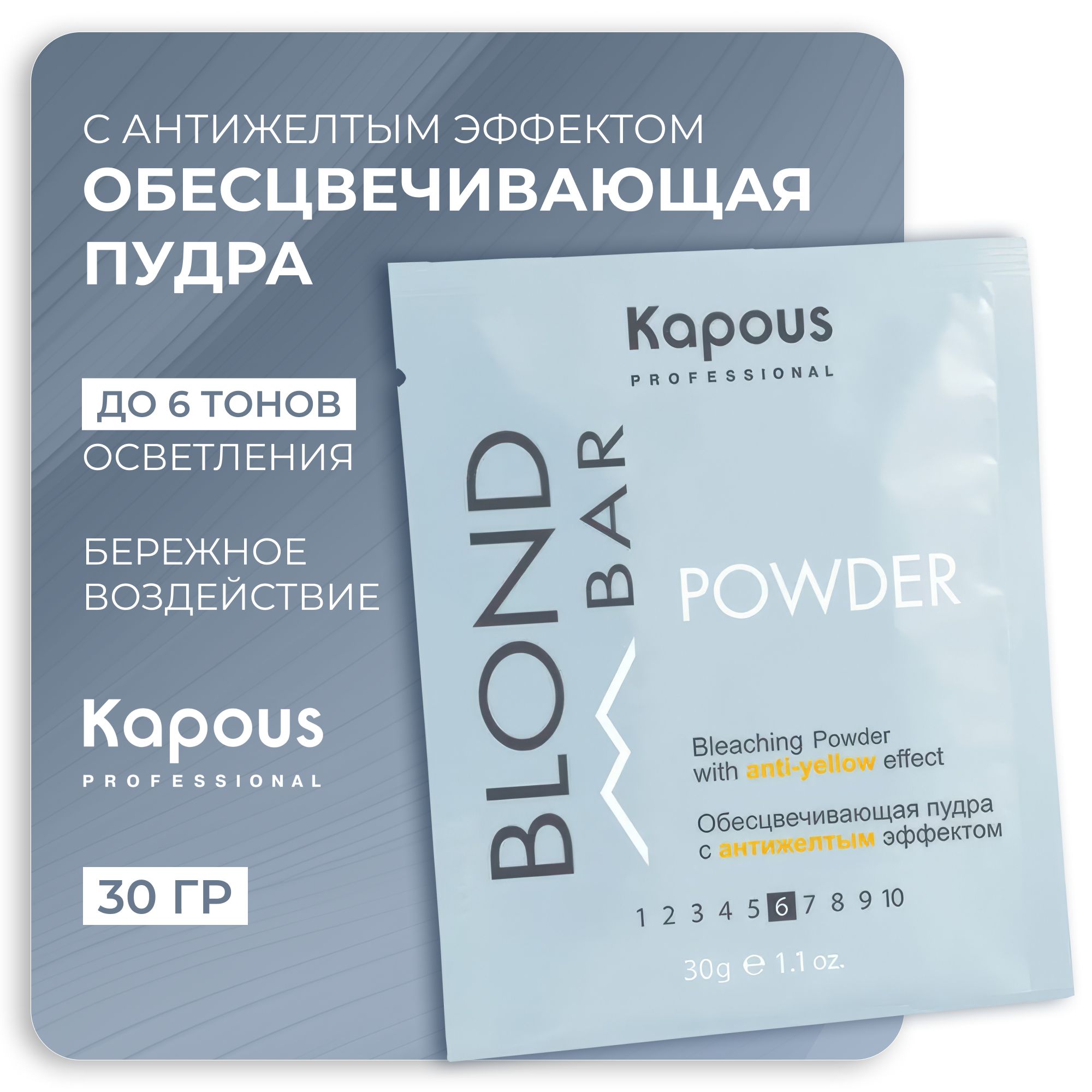 KAPOUS Обесцвечивающая пудра BLOND BAR с антижелтым эффектом, 30 гр. -  купить с доставкой по выгодным ценам в интернет-магазине OZON (447481561)