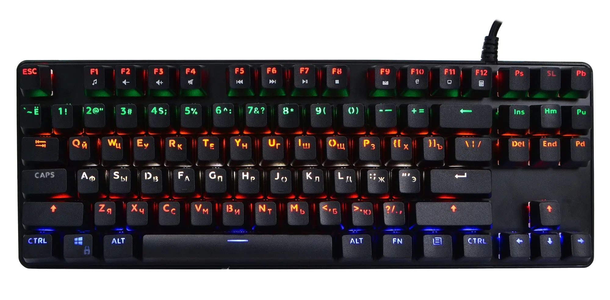 DEXP Игровая клавиатура проводная Blazing Pro RGB, (Outemu Blue), Русская  раскладка, черный