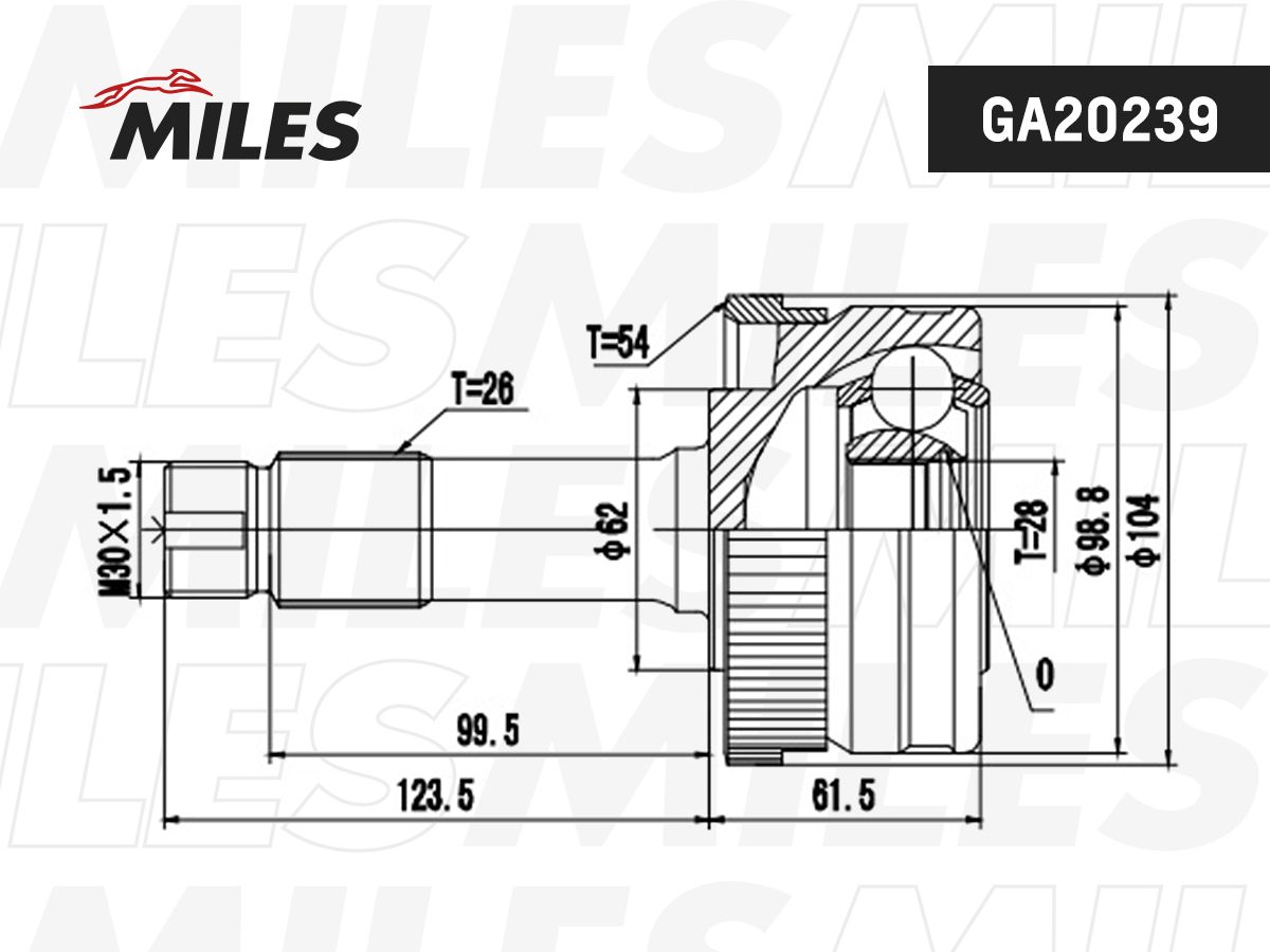 GA20239 ШРУС MILES для MB G W461,W463 2.3-3.0 89- нар. (ABS)