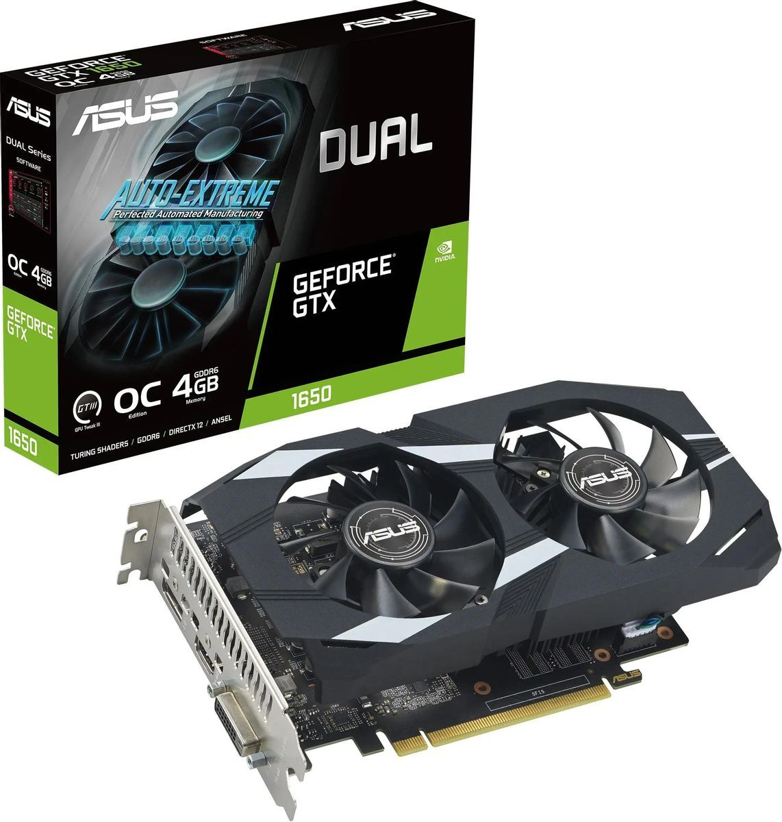 ASUSВидеокартаGeForceGTX1650DualEVOOCEdition4ГБ(DUAL-GTX1650-O4GD6-P-EVO)