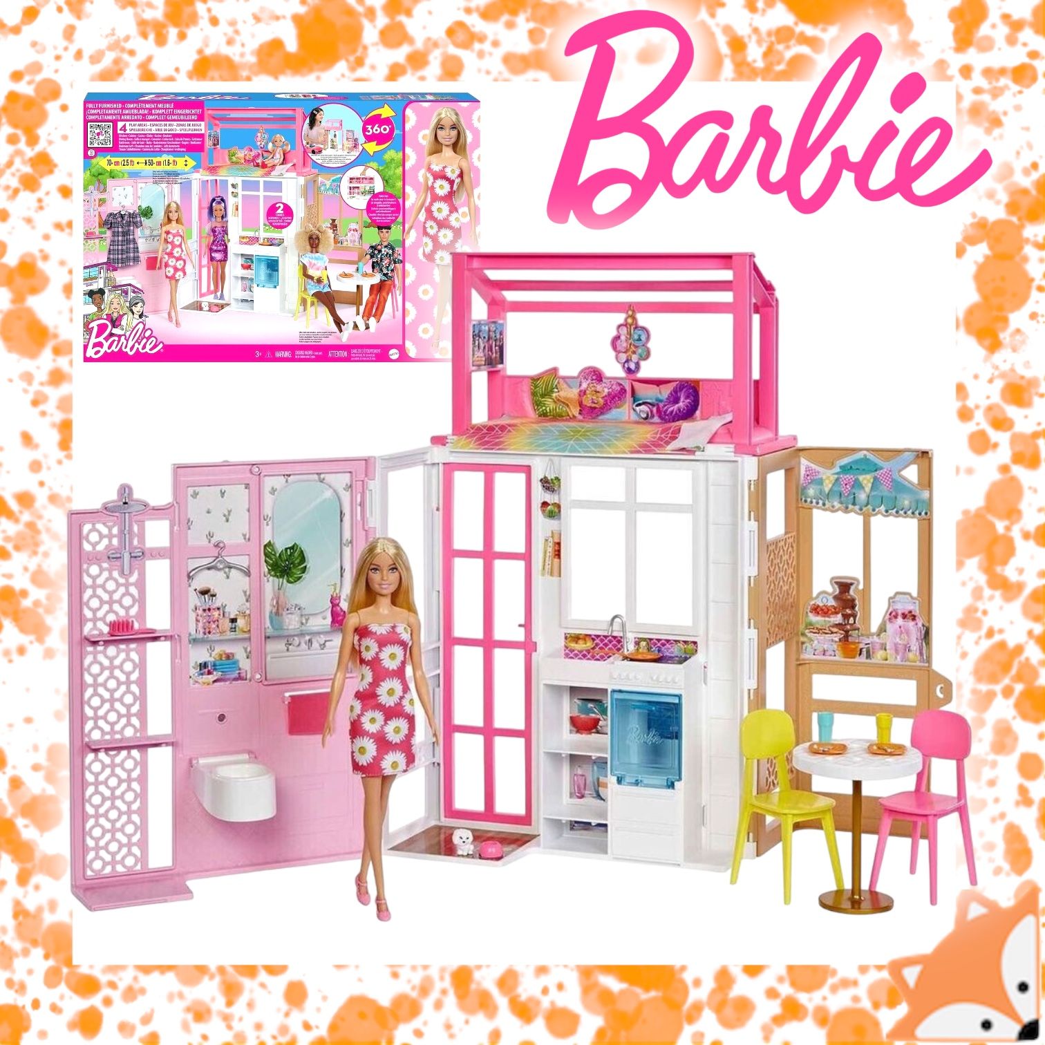 Дом Barbie с куклой и аксессуарами Барби HHY40