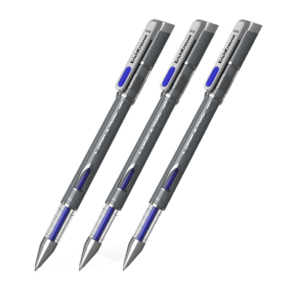 Ручкагелевая3штERICHKRAUSE"MEGAPOLISgel"0,5мм.,синяя