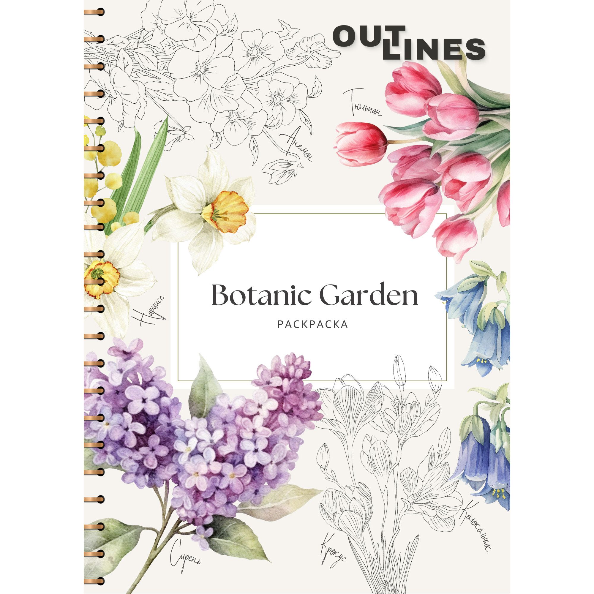 РаскраскаскетчбукOUTLINESBotanicGardenБотаническийсад(249BG)