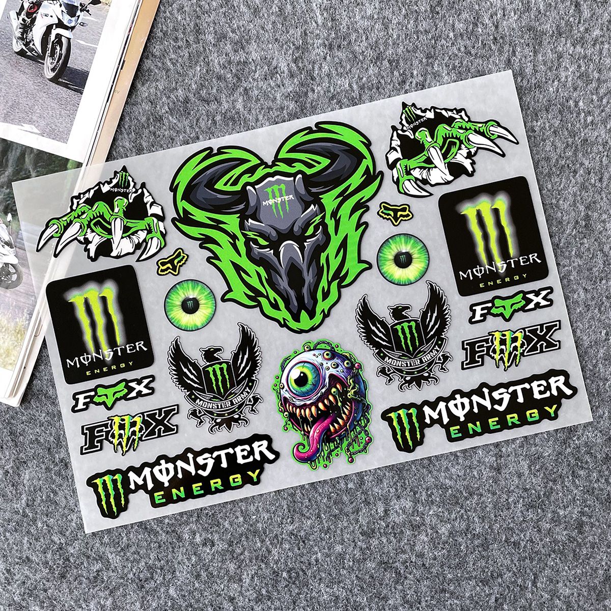 Светоотражающая наклейка Monster Energy на корпус мотоциклетного шлема Водонепроницаемая наклейка