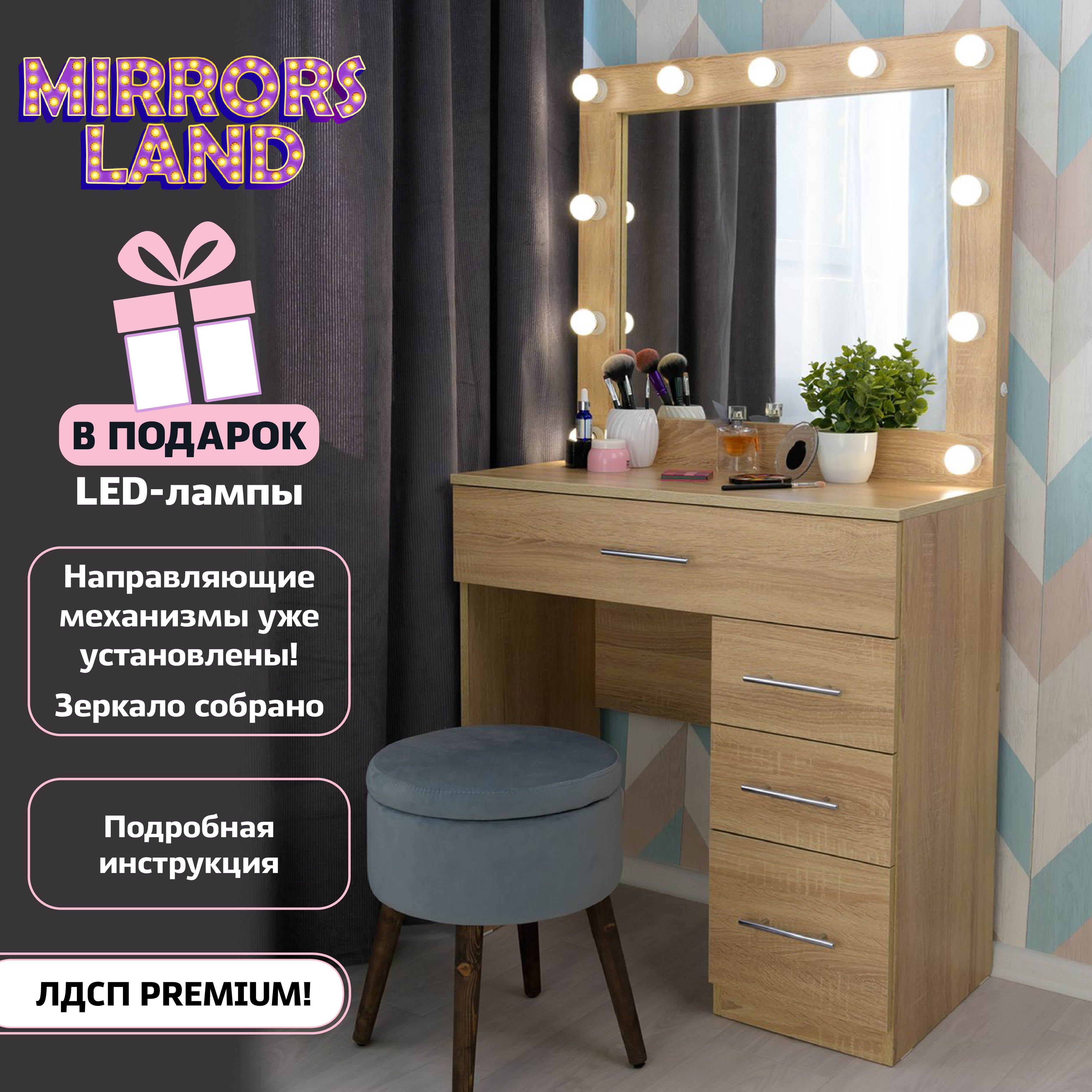 MIRRORSLANDТуалетныйстоликГримерныйстоликс4мяящиками,80х40х150см