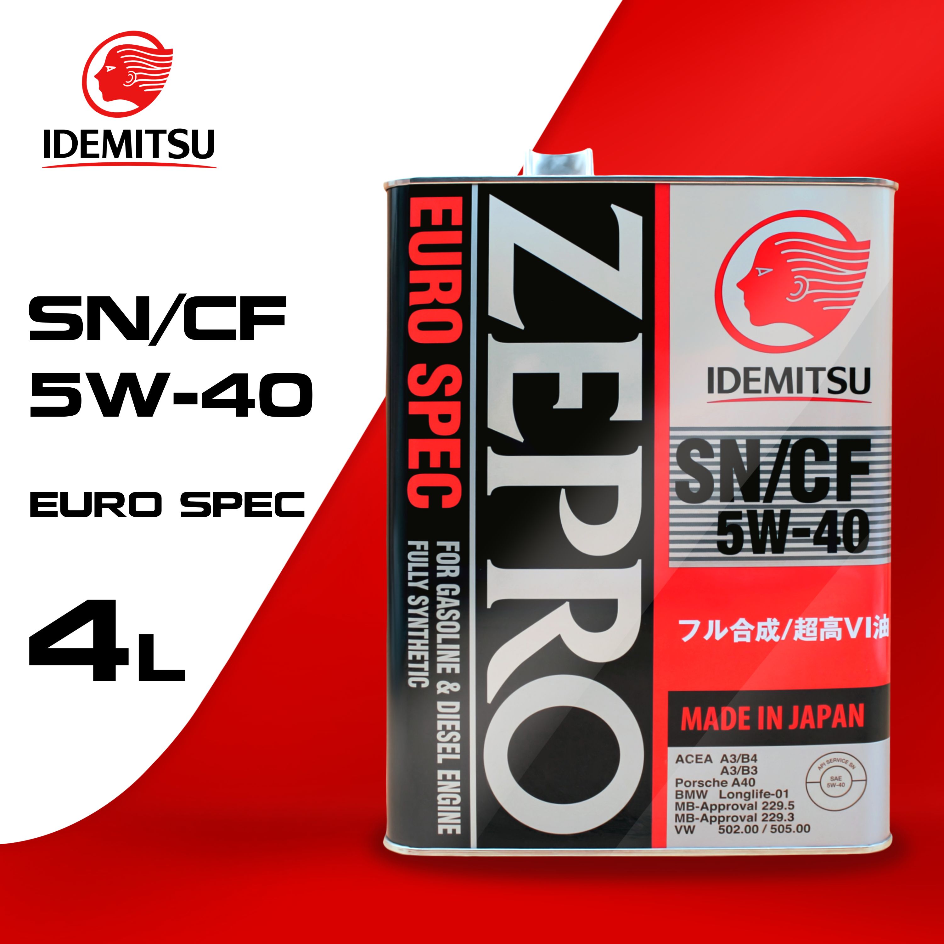 IDEMITSUZeproEuroSpec5W-40Масломоторное,Синтетическое,4л