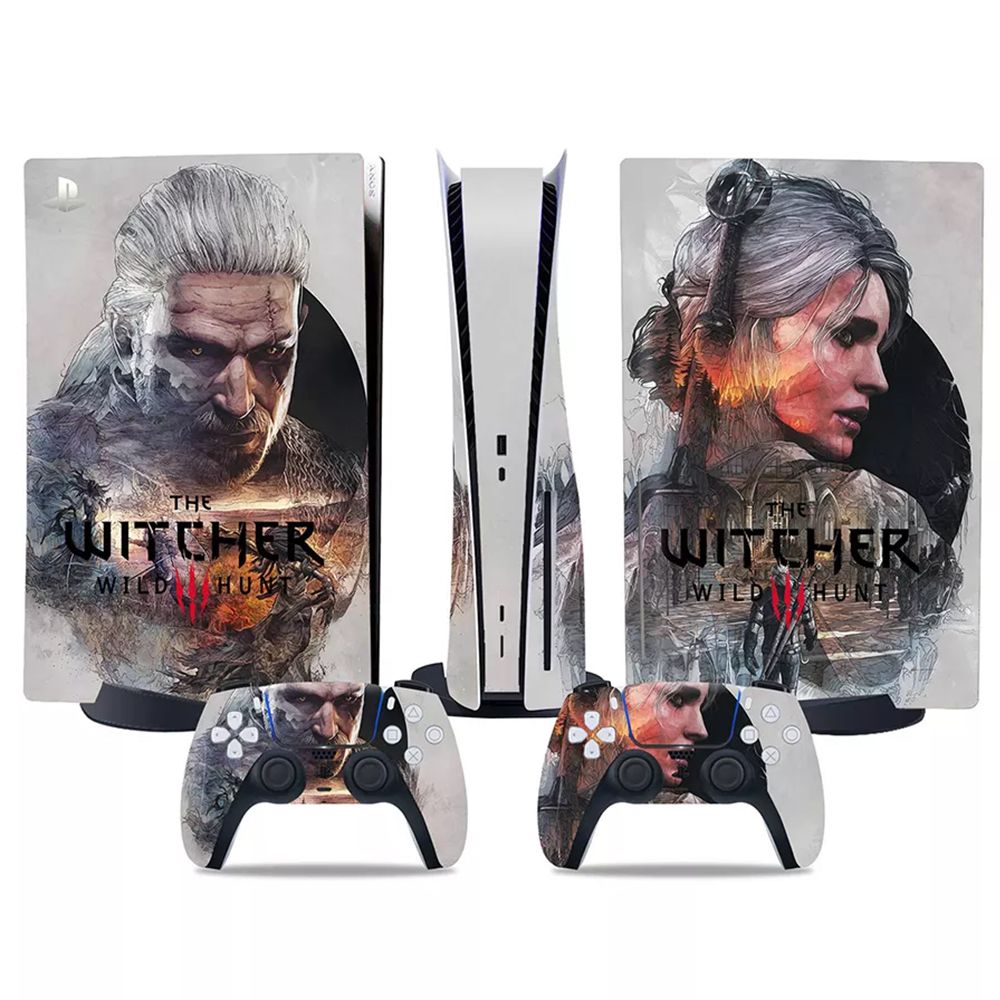 Наклейка виниловая защитная на игровую консоль Sony PlayStation 5 Disc Edition The Witcher 3 полный комплект геймпады