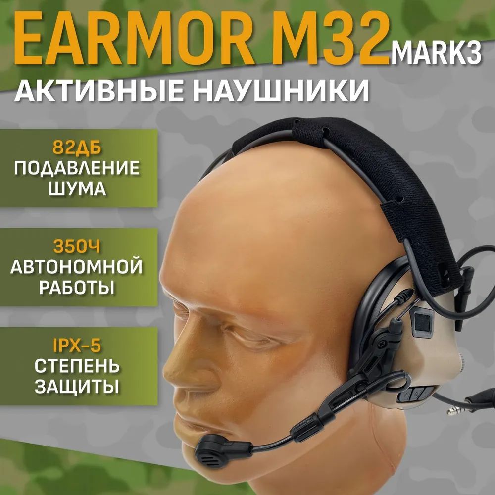 Стрелковые наушники Earmor M32 Mark3 Койот