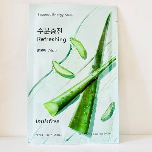 InnisfreeУспокаивающаятканеваямаскадлялицаSqueezeEnergyMaskRefreshingAloe