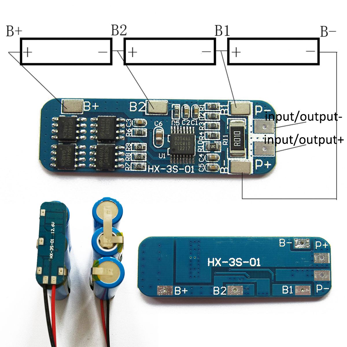 Модуль защиты от перезарядки Li-Ion аккумуляторов BMS 2S, на 2 банки купить в "Р