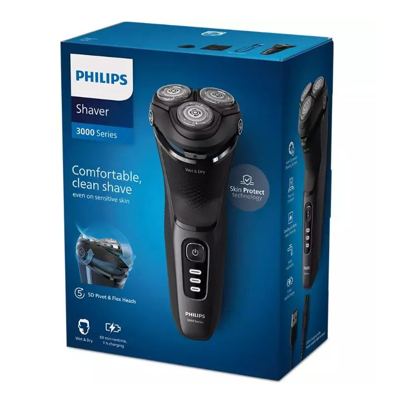 Электробритва роторная мужская для влажного бритья и сухого Philips S3244/12