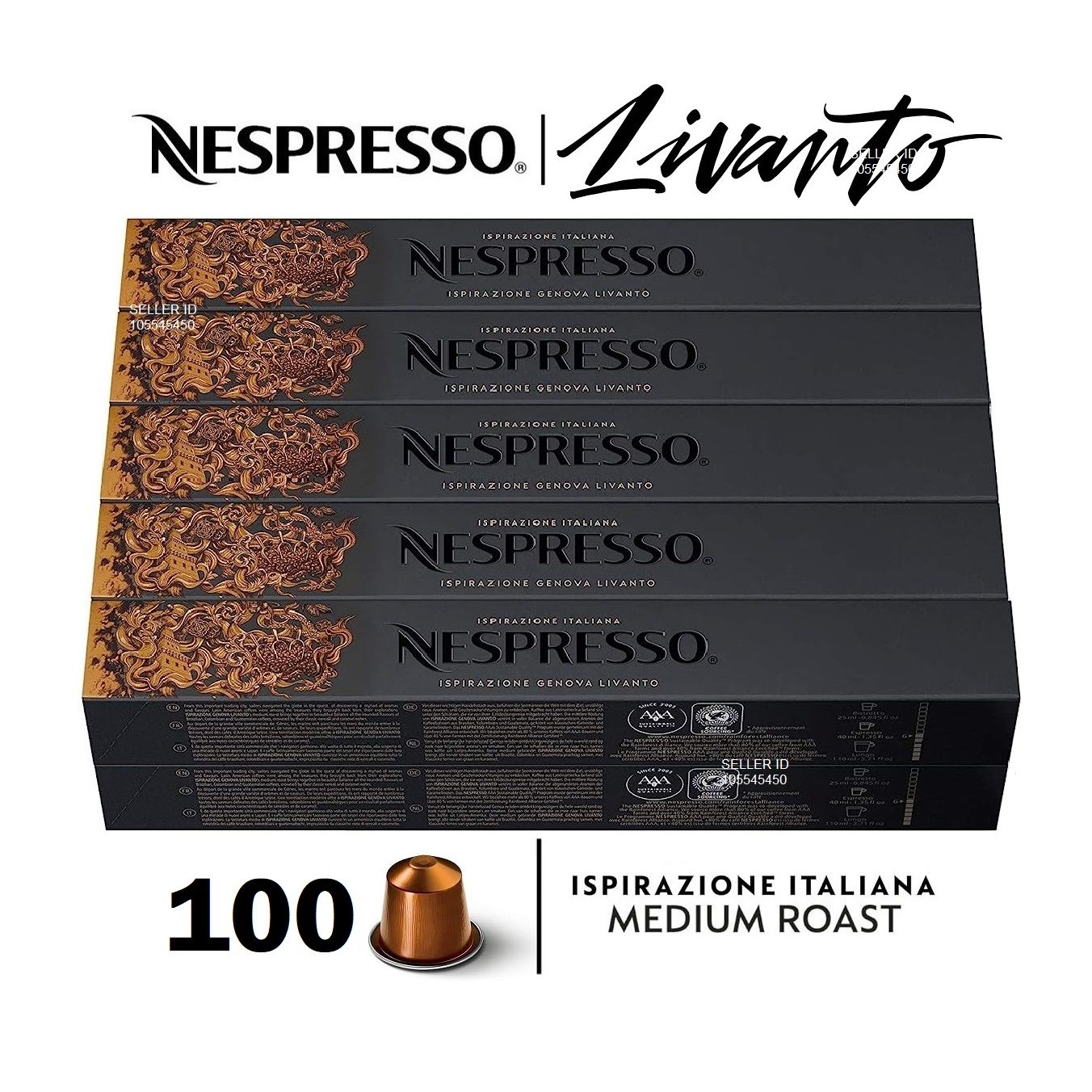 Набор кофе Nespresso LIVANTO, 100 капсул (10 упаковок)