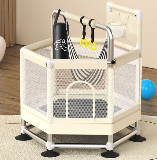 Батут детский для дома и улицы с сеткой безопасный диаметр,155cm,Поставляется с горкой