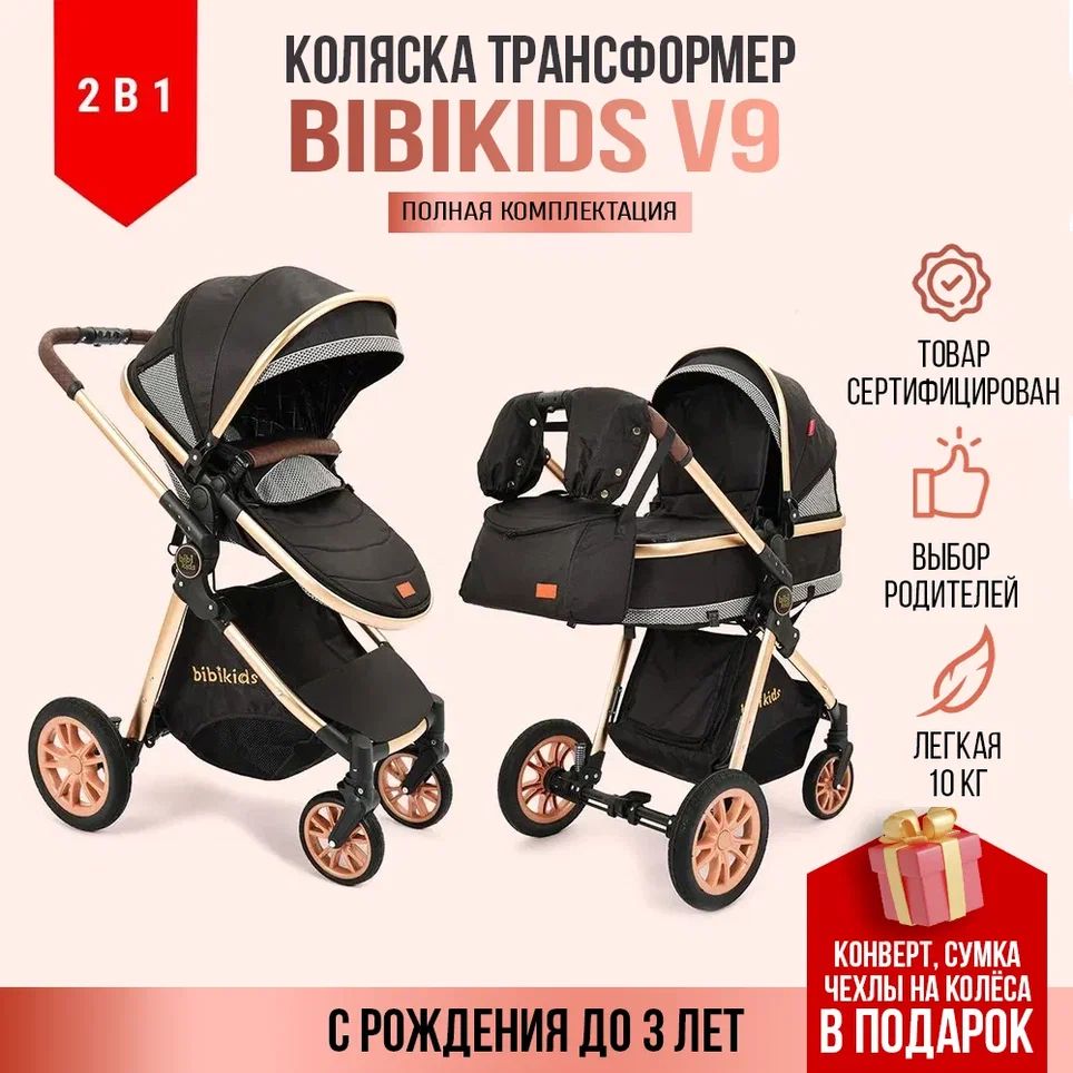 Коляска2в1дляноворожденныхтрансформерBIBIKIDSV9NEWПолныйкомплект