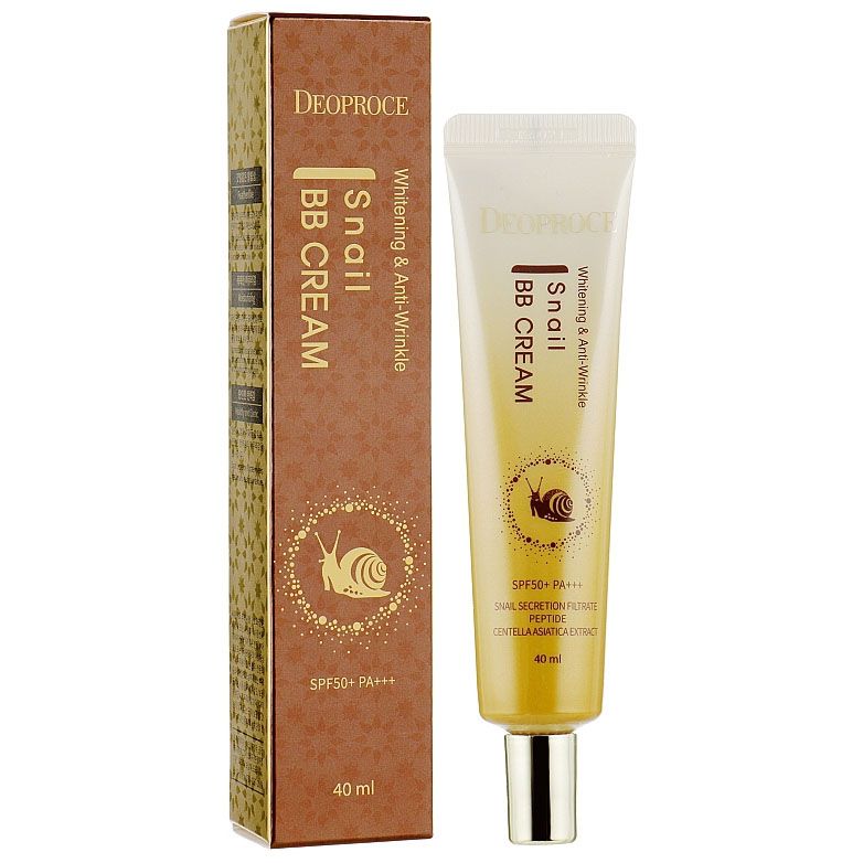 BB крем для лица солнцезащитный с муцином улитки DEOPROCE ANTI-WRINKLE SNAIL BB CREAM SPF50+PA+++ 40мл