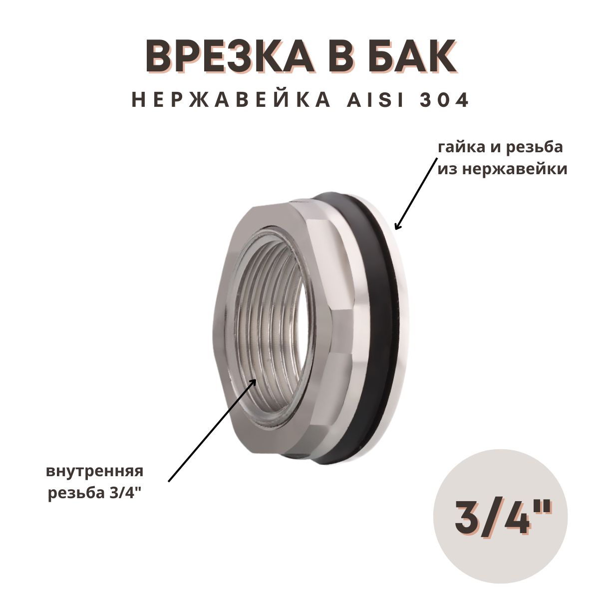 ВрезкавбочкунержавейкаВР3/4"