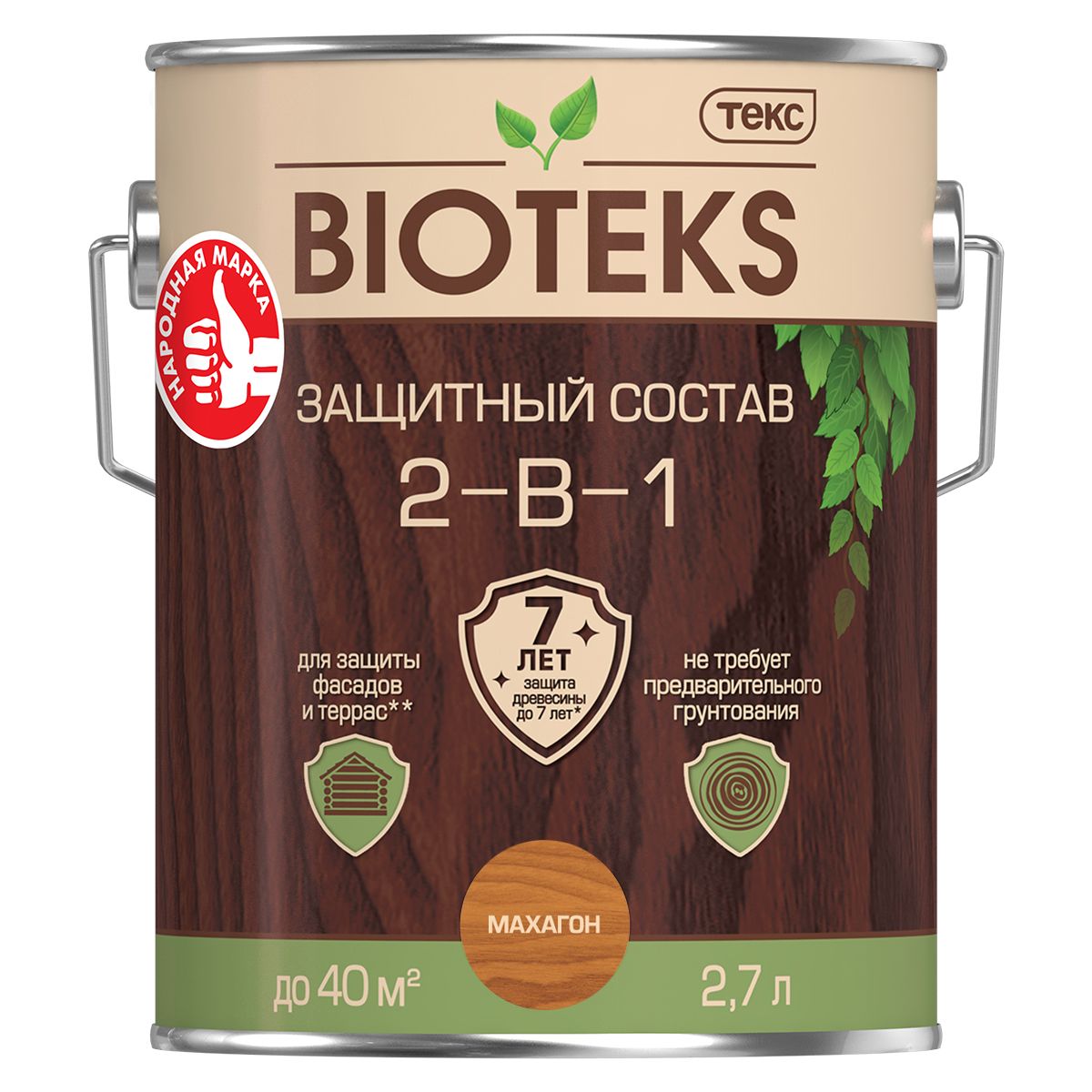 Состав защитный 2-в-1 BIOTEKS (махагон) 2,7л