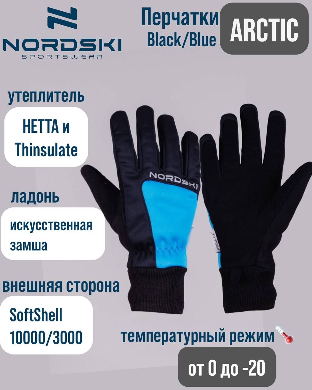 Перчатки Nordski Arctic Black/Blue NSU354170, M