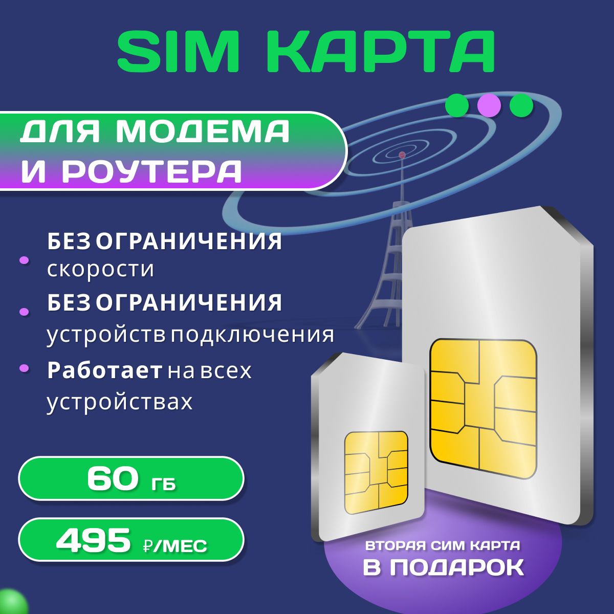 SIM-картаСим-картадляинтернета_1094СИМ60ГБ(ВсяРоссия)