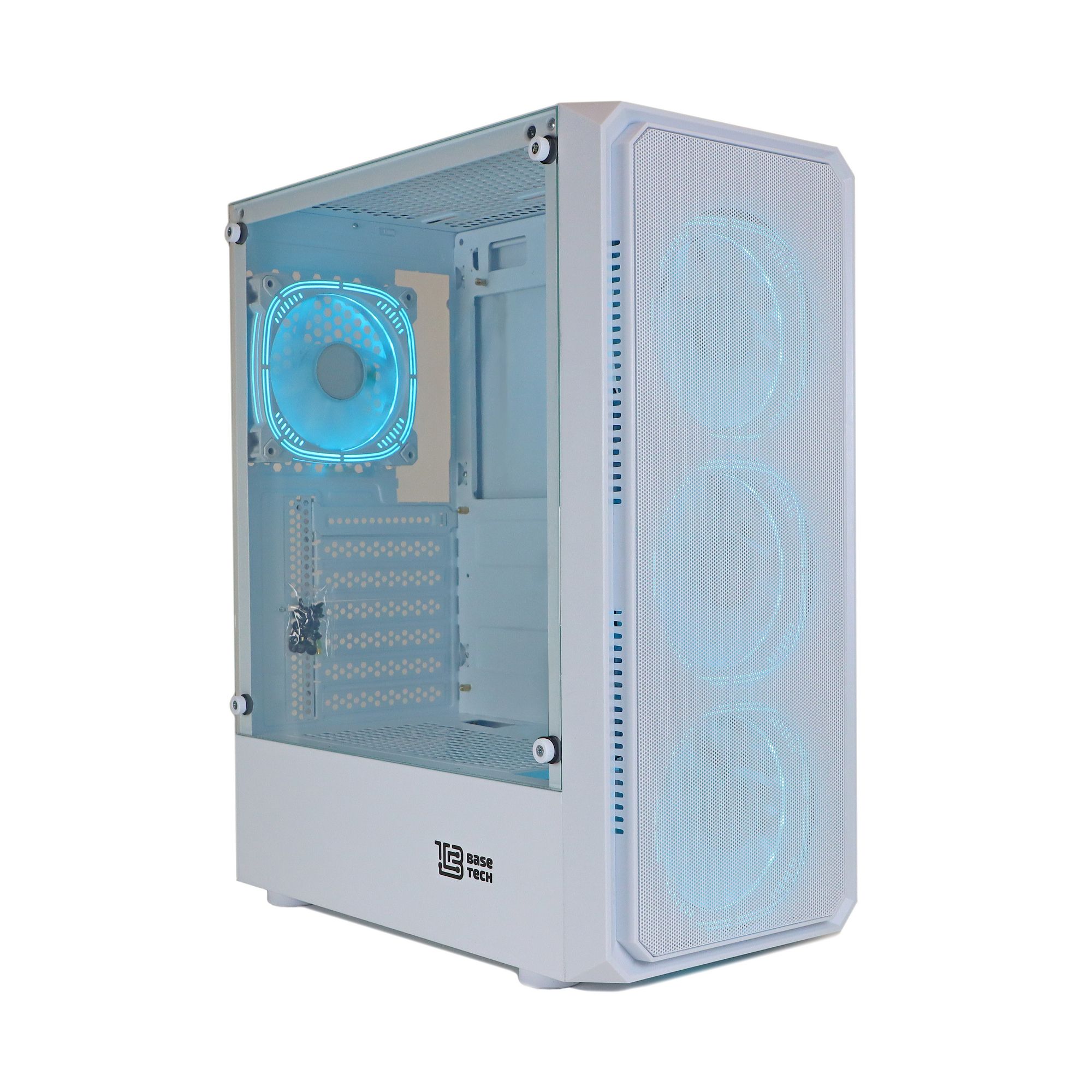 Корпус BaseTech eXtreme GFX-03 ATX, Midi-Tower, без БП белый (BT-GFX-03W-MESH-4F-IB)