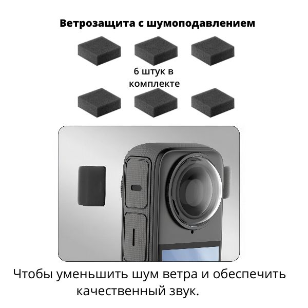 Ветрозащита с шумоподавлением Mic Wind Muff, для Insta360 X4/X3/X2/one 1