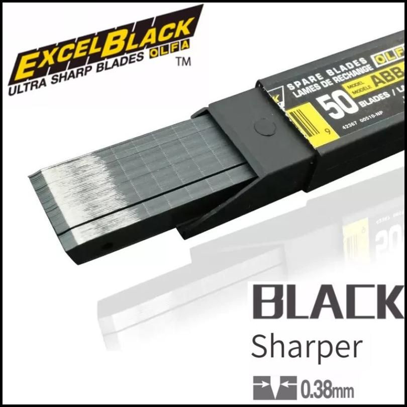 50шт Лезвия OLFA ABB-50 9 - мм лезвие Можно сегментировать EXCEL BLACK, 9х80х0,38мм, 13 сегментов,