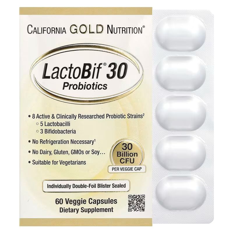 California Gold Nutrition, LactoBif 30, пробиотики, 30 млрд КОЕ, 60 растительных капсул