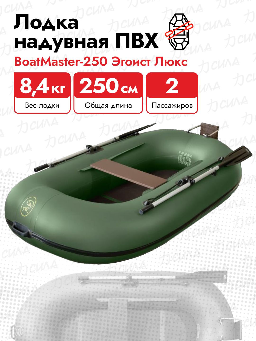 ЛодканадувнаяПВХBoatMaster-250ЭгоистЛюкс,зеленый