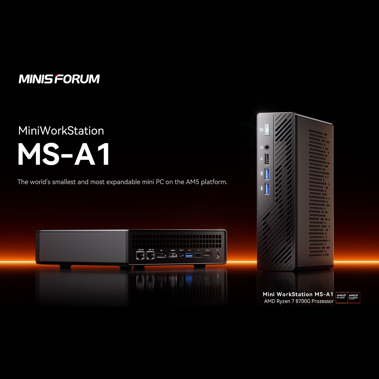 MINISFORUMМини-ПКMS-A1(AMDRyzen78700G,RAM64ГБ,SSD1024ГБ,AMDRadeon780M,Windows11Pro),MS-A1