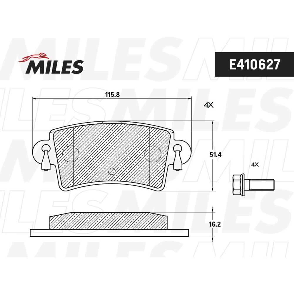 Колодки тормозные Opel Movano A 98-, Renault Master II 98- задние MILES E5 MILES E510627, oem 4403467