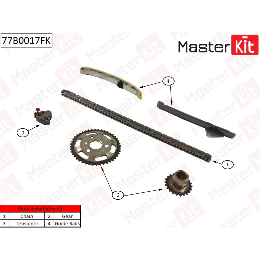 Комплект цепи ГРМ TOYOTA,MINI 1.4D 1ND-TV 04- MASTERKIT MASTERKIT 77B0017FK