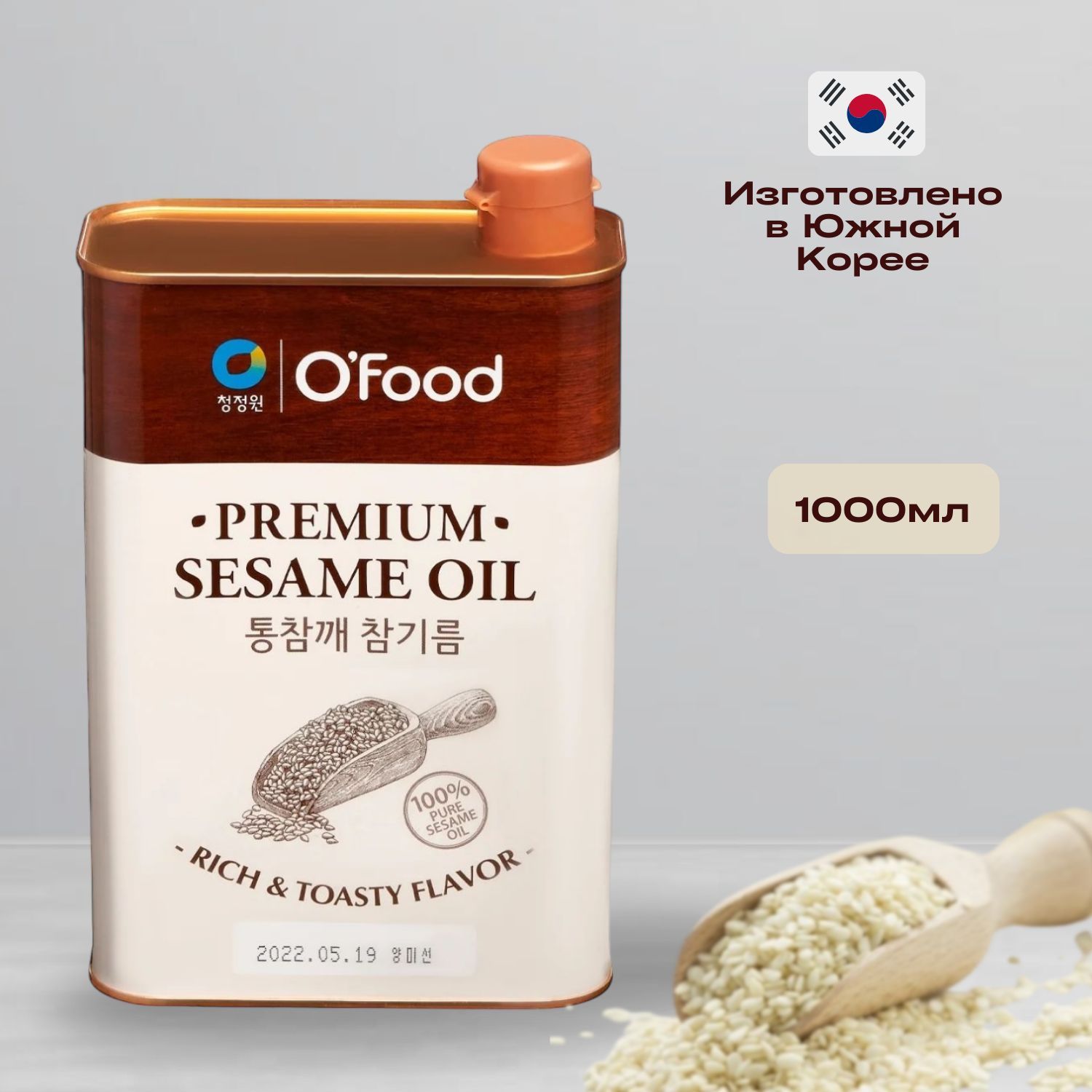 Масло кунжутное нерафинированное O'food Premium Sesame Oil, 1000 мл, Республика Корея