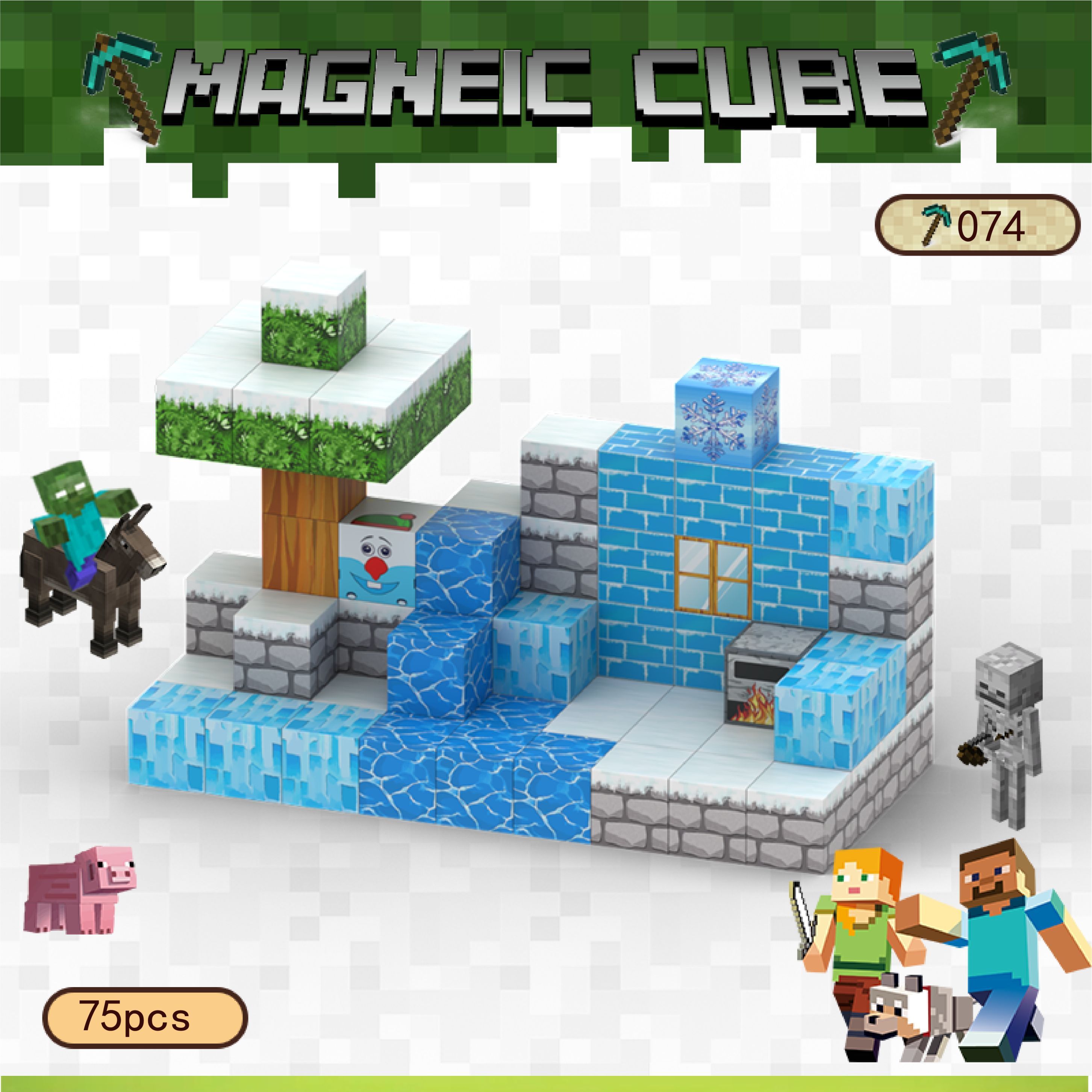 Магнитный конструктор Майнкрафт(Minecraft)/Комплект из 75 магнитных ...