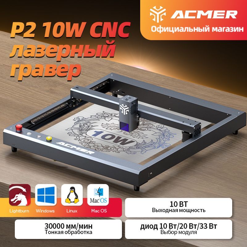 ACMER P2 10W DIY лазерная гравировка с ЧПУ и деревообрабатывающий гравировальный режущий станок